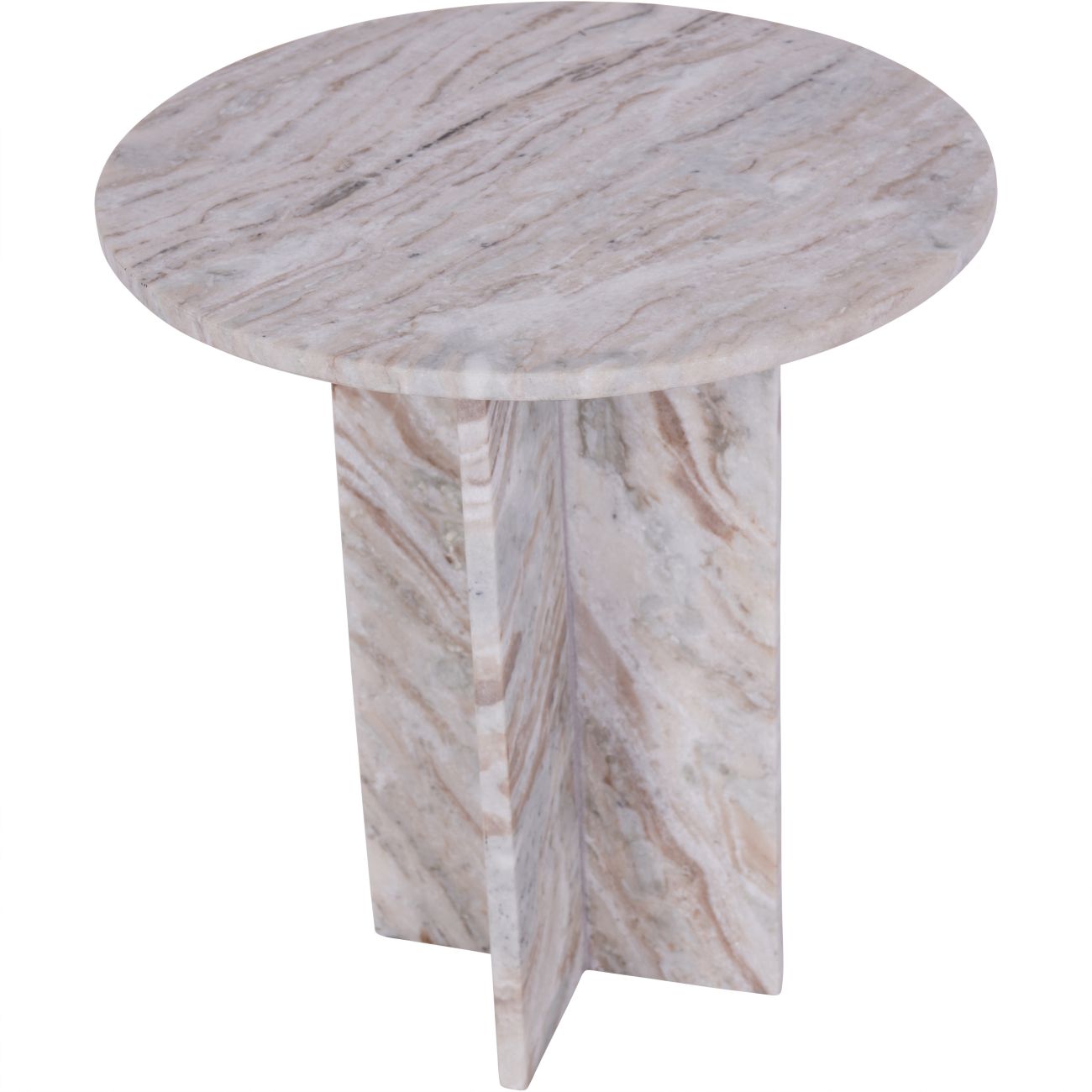 Cavallo Fantasy White & Brown Marble Side Table